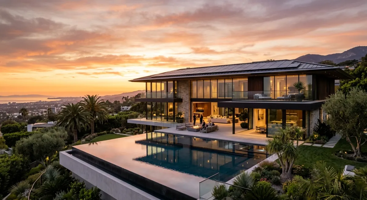 Beverly Hills estate illuminated during neighborhood power outage