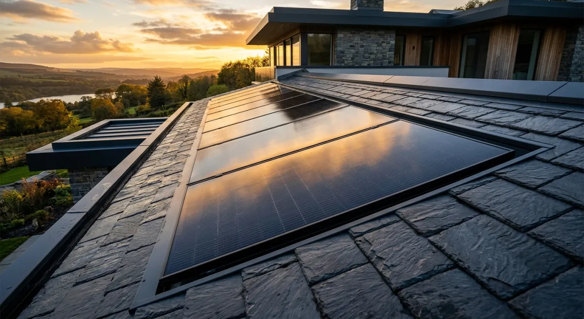 Premium all-black solar panels on Beverly Hills estate roof
