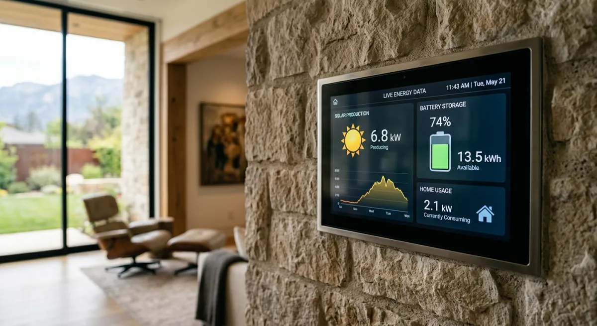 Low-profile solar panel integration on modern estate